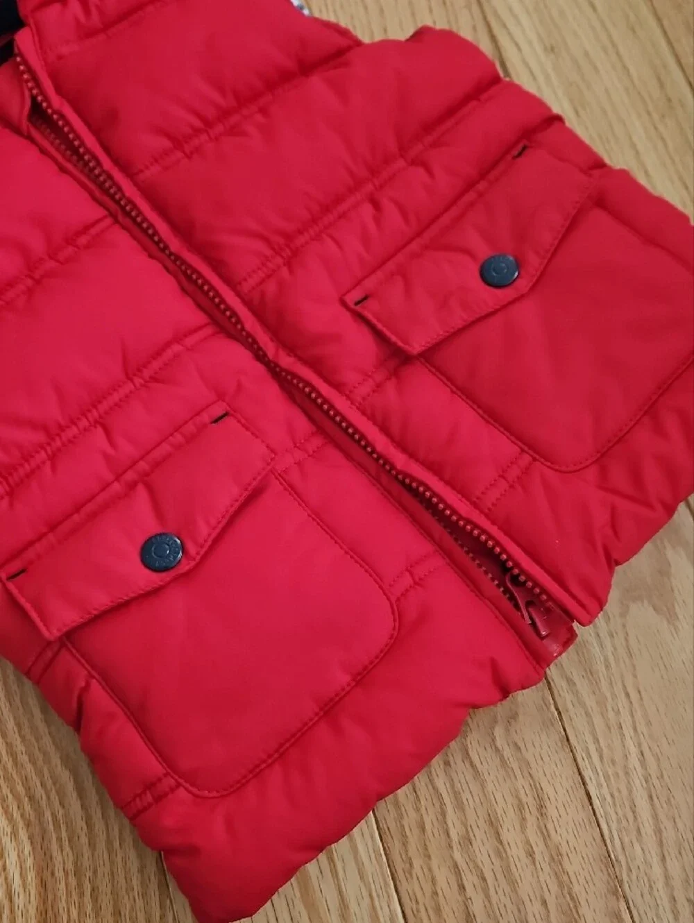 Gymboree Red Hooded Puffer Vest with Plaid Lining